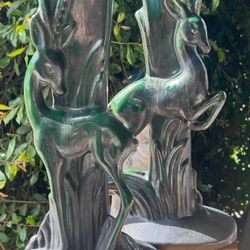 Take the Leap; Late 40s-Early 50s Art Deco/Midcentury Iridescent Green Royal Haeger Vases: