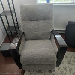 Gray Fabric electric Recliner Chair with Wood Arms