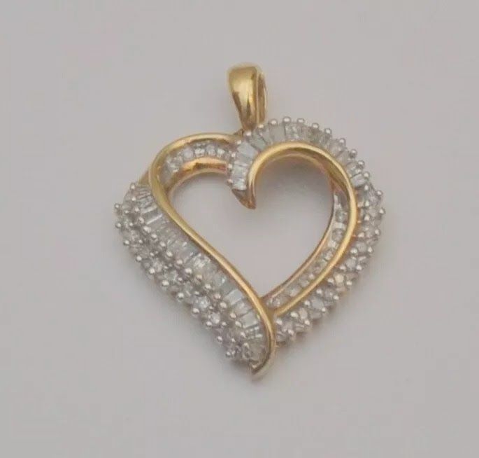 10K SOLID YELLOW GOLD 0.85 CT. NATURAL DIAMOND HEART PENDANT FOR NECKLACE