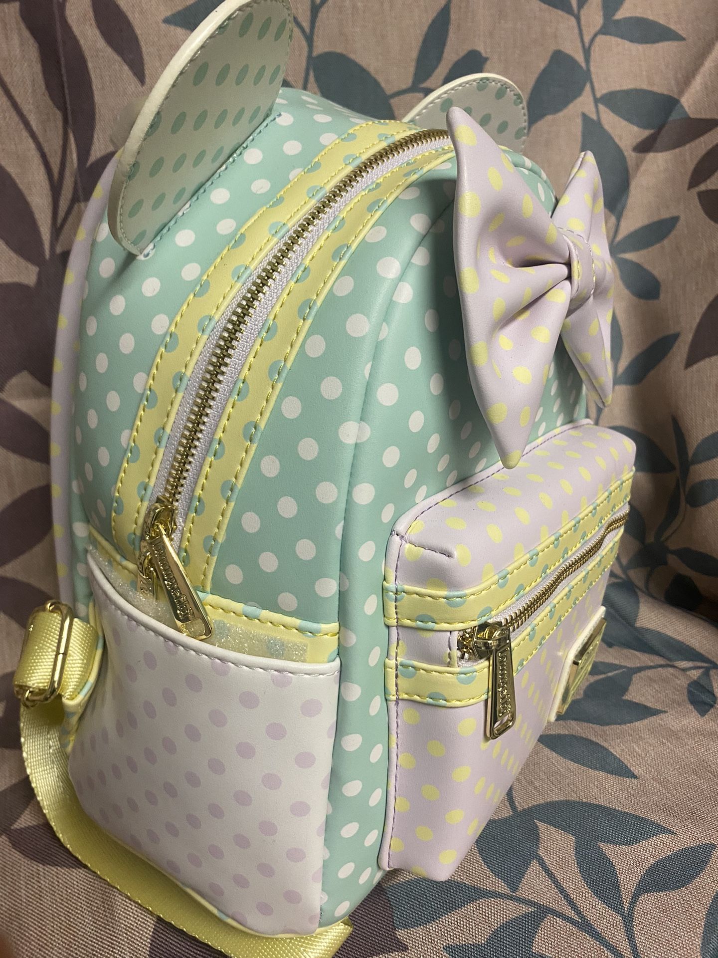 Disney Pastel Polka Dot Bow Mini Backpack - Mint, Pink & Yellow Loungefly Disney Minnie Mouse Pastel Polka | Mercari main image 3