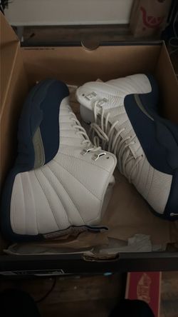 Air Jordan 12 White Navy Sneakers