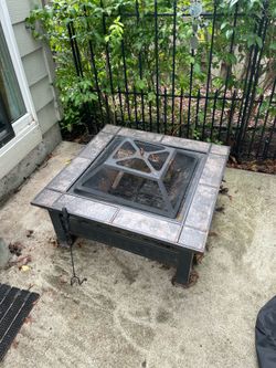 Fire Pit with Cover and Log Rack with cover