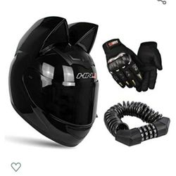 Cat Ears Motorcycle Helmet With Accessories 