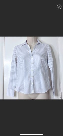 Long sleeve button striped top Ann Taylor Petites size 4P