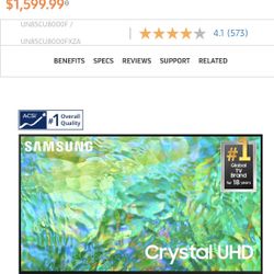 Samsung TV Smart 4k 85" Class Crystal UHD CU8000