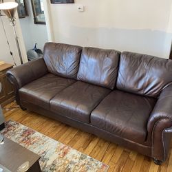 Brown Genuine Leather Sofa