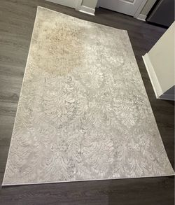 Modern Abstract Area Rug – 5’3” x 77” – Neutral Living Room Carpet