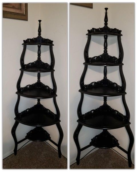 VINTAGE ORNATE VICTORIAN WOODEN ROCOCO CORNER SHELF BOOKCASE ETAGERE STAND