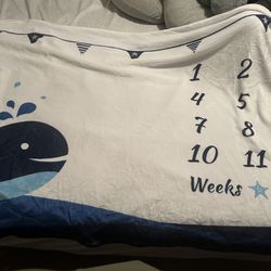 Whale Baby Month Milestone Blanket 