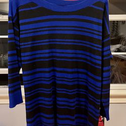 NWOT Cable & Gauge Black/Blue Sweater Tunic, Size XL