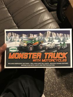 Hess monster truck with motorcycles