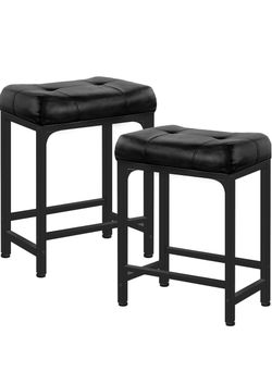 Set of 2 Black Counter-Height Bar Stools – $60