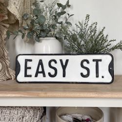 Metal Street Sign Black And White Easy St