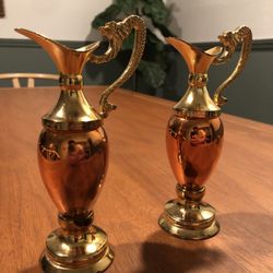 Vintage Antique Copper Brass Ewers