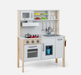 Wooden Pretend Play Kitchen Set for Toddlers-White - Color: White D681-TP10125WH