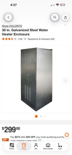 HOLDRITE 30 in. Galvanized Steel Water Heater Enclosure