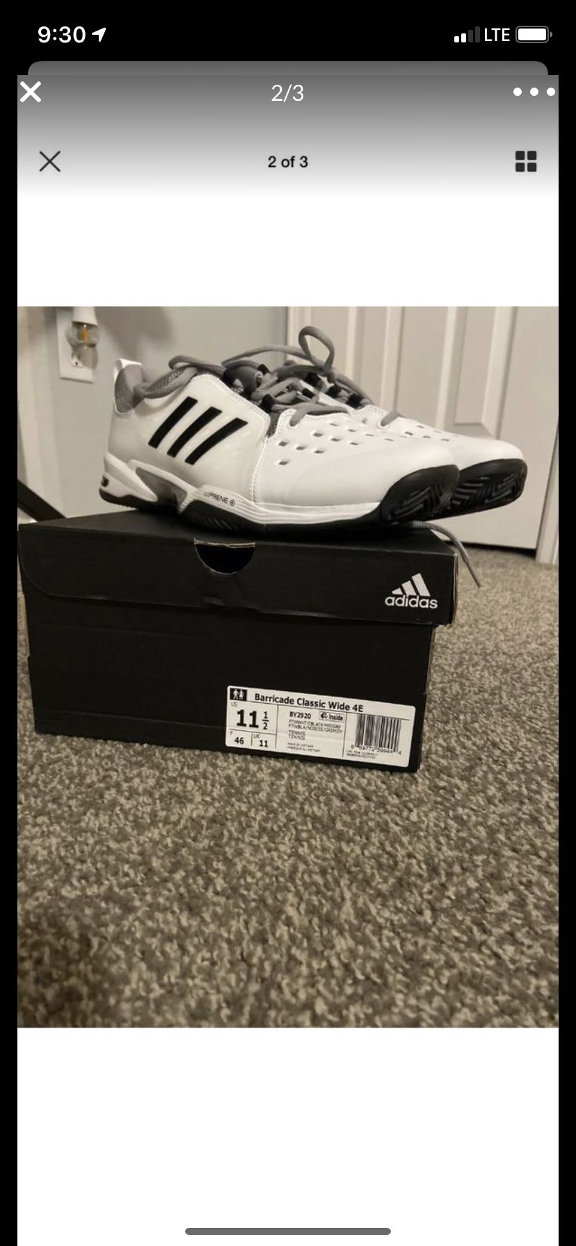 Adidas Barricade Classic Wide 4E Tennis Shoes White BY2920 Men's Size 11.5 NEW for in Broken Arrow, OK - OfferUp