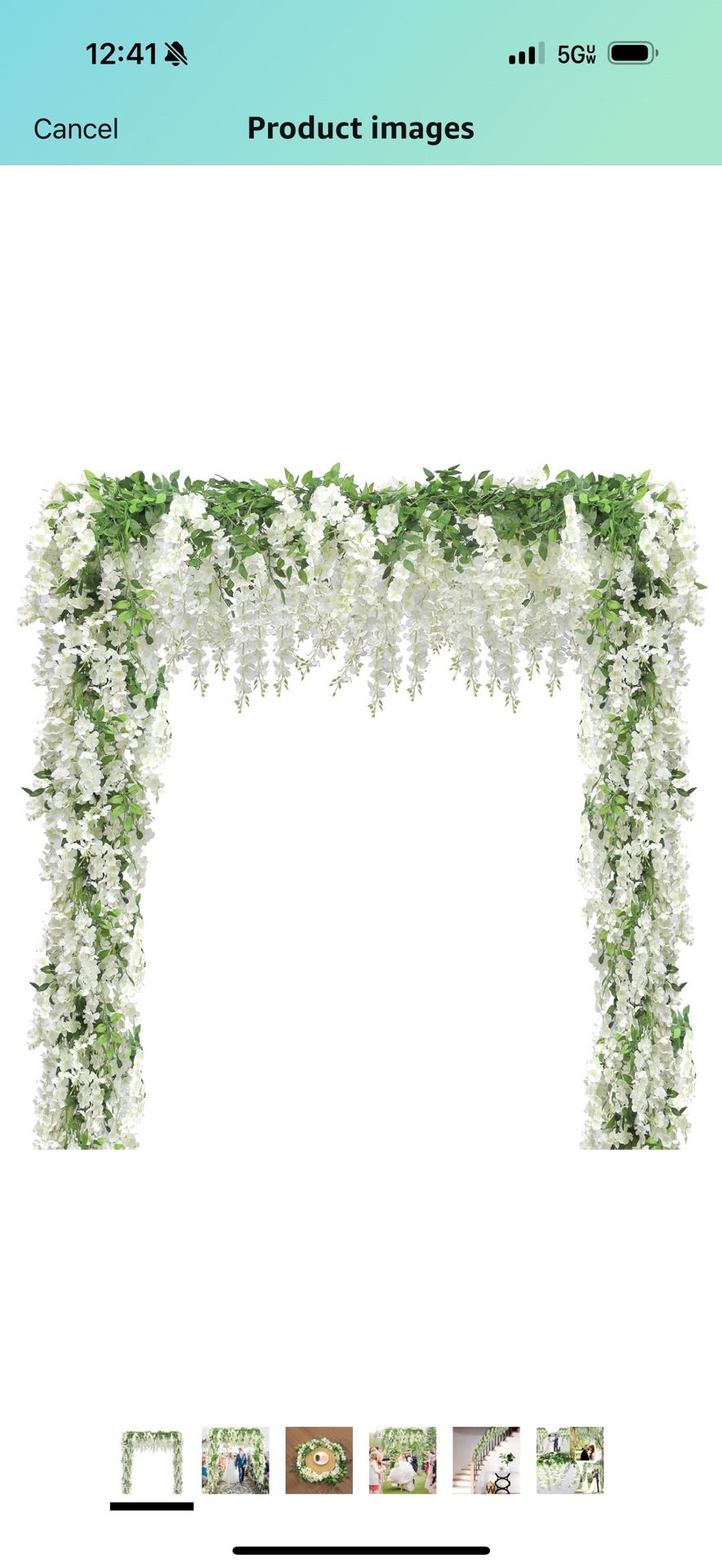 Findosom Wisteria Artificial Flowers Garland, 10Pcs Total 72FT White Wisteria Hanging Flowers, Flower Garland Decorations for Home Garden Outdoor Cere