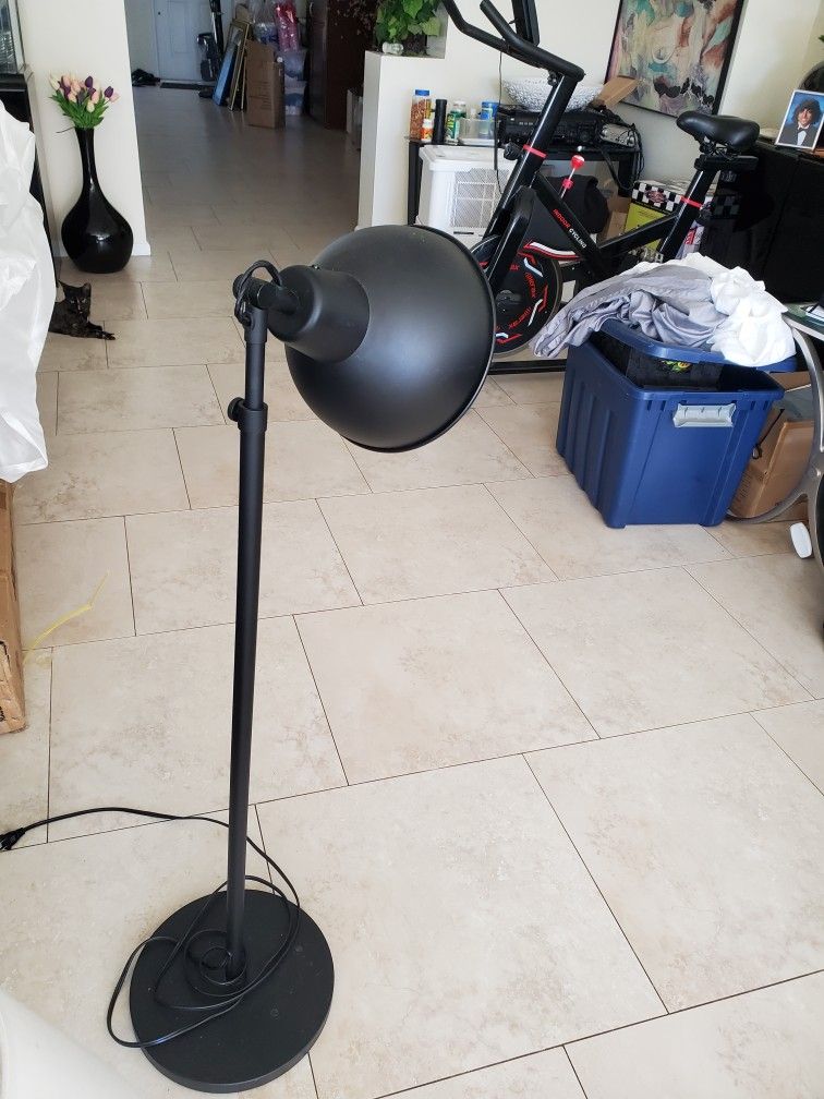 Tall Free Standing Heavy Matte Black Lamp
