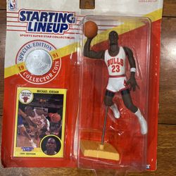 1991 Michael Jordan Starting Lineup Retro Action Figure Card & Coin NIB