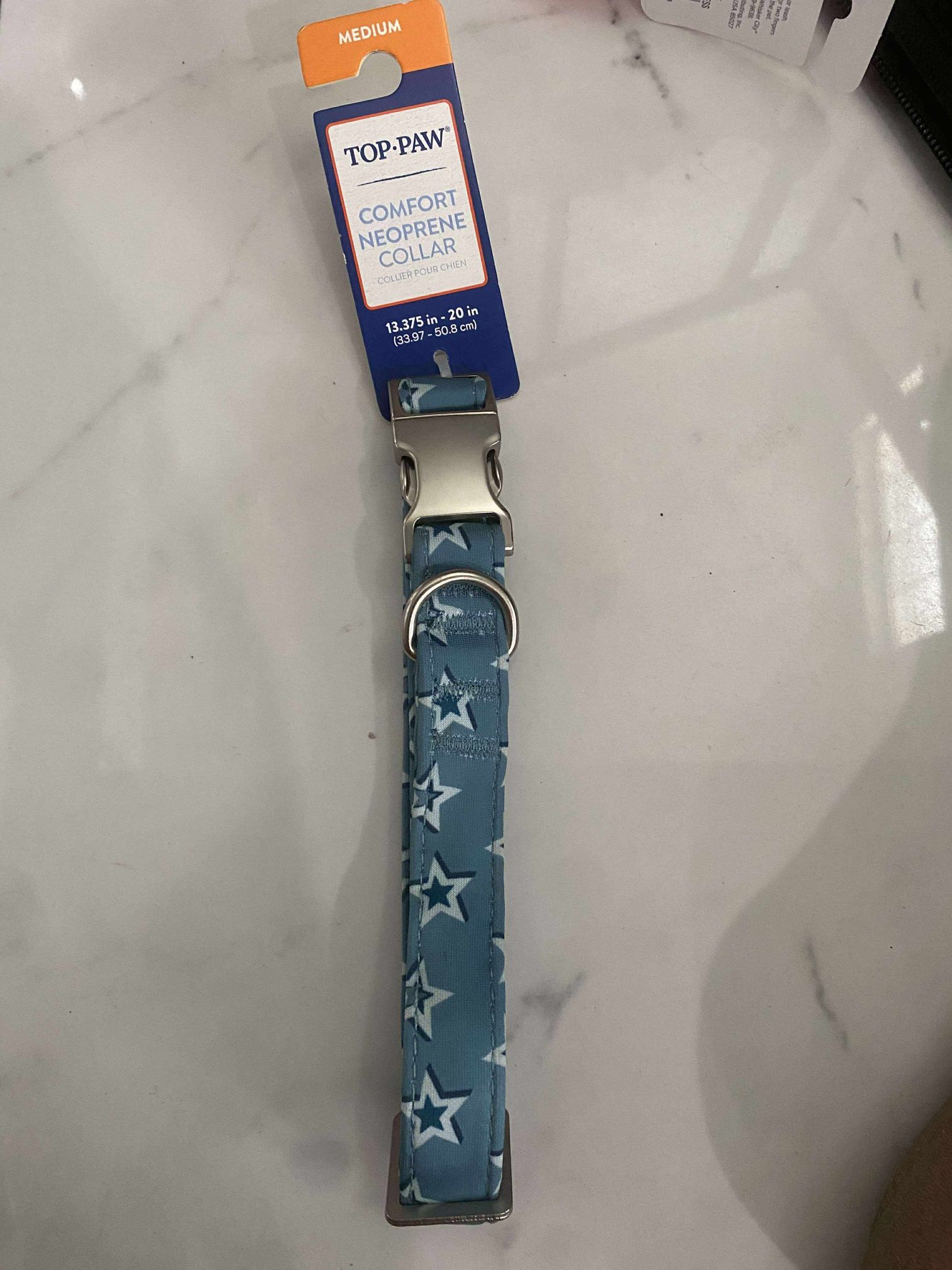 TOP PAW NEOPRENE DOG COLLAR BLUE STARS MEDIUM