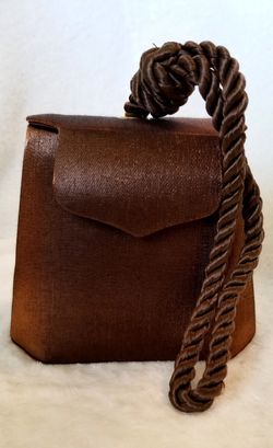 Brown Satin Wristlet Purse 