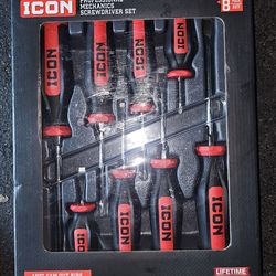 ICON Professional Mechanics Screwdriver Set 8-Piece Red
