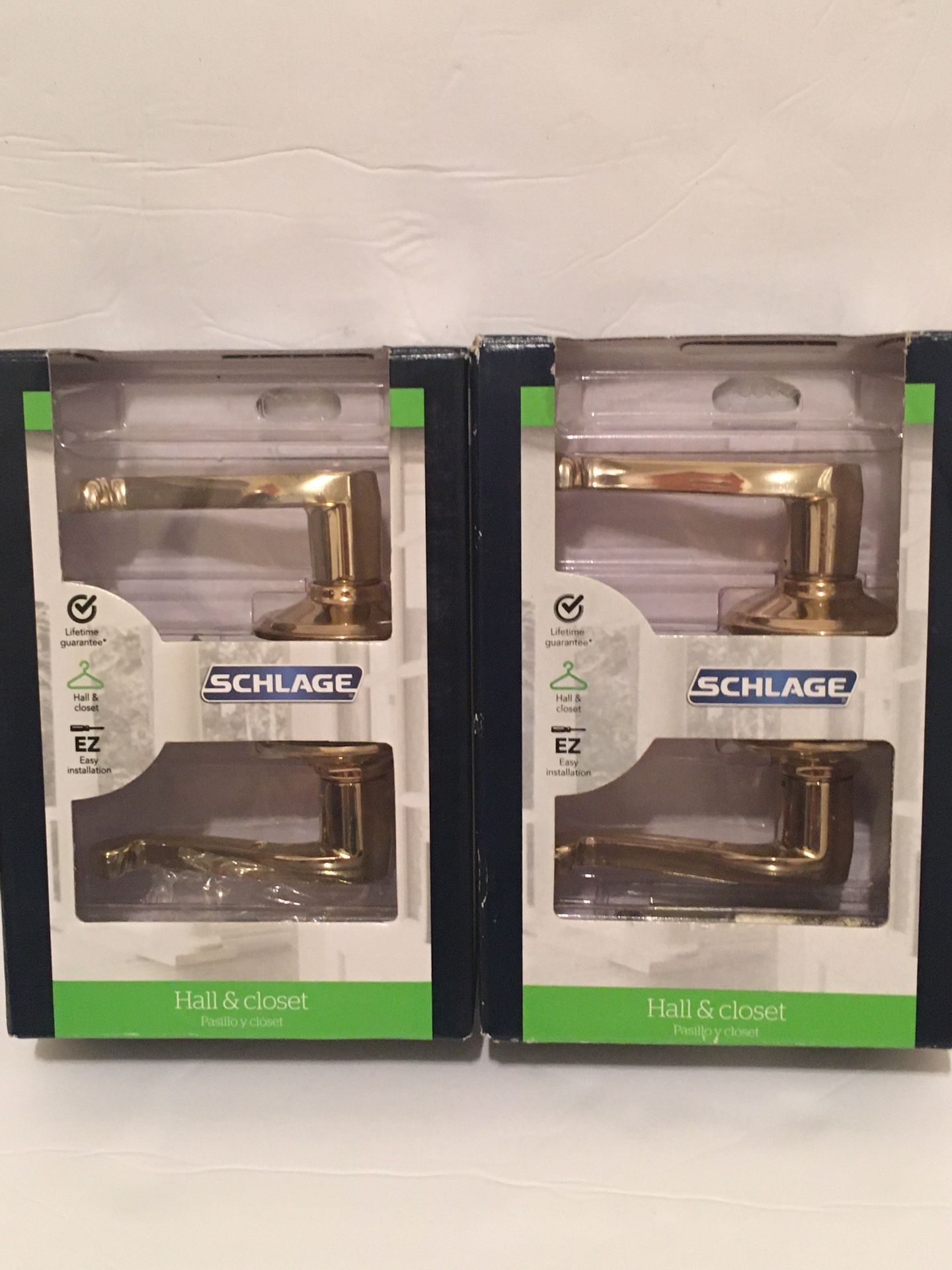 Schlage Hall & Closet Accent Lever in Bright Brass F10 V SAC 619 2PK