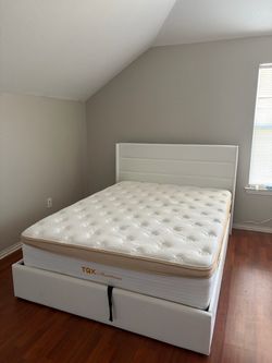 TQX Mattress with White Bed Frame