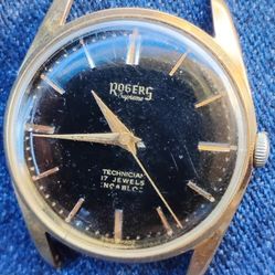 1950's ROGERS Supreme Technician SWISS Watch MID CENTURY Classic with Black Dial