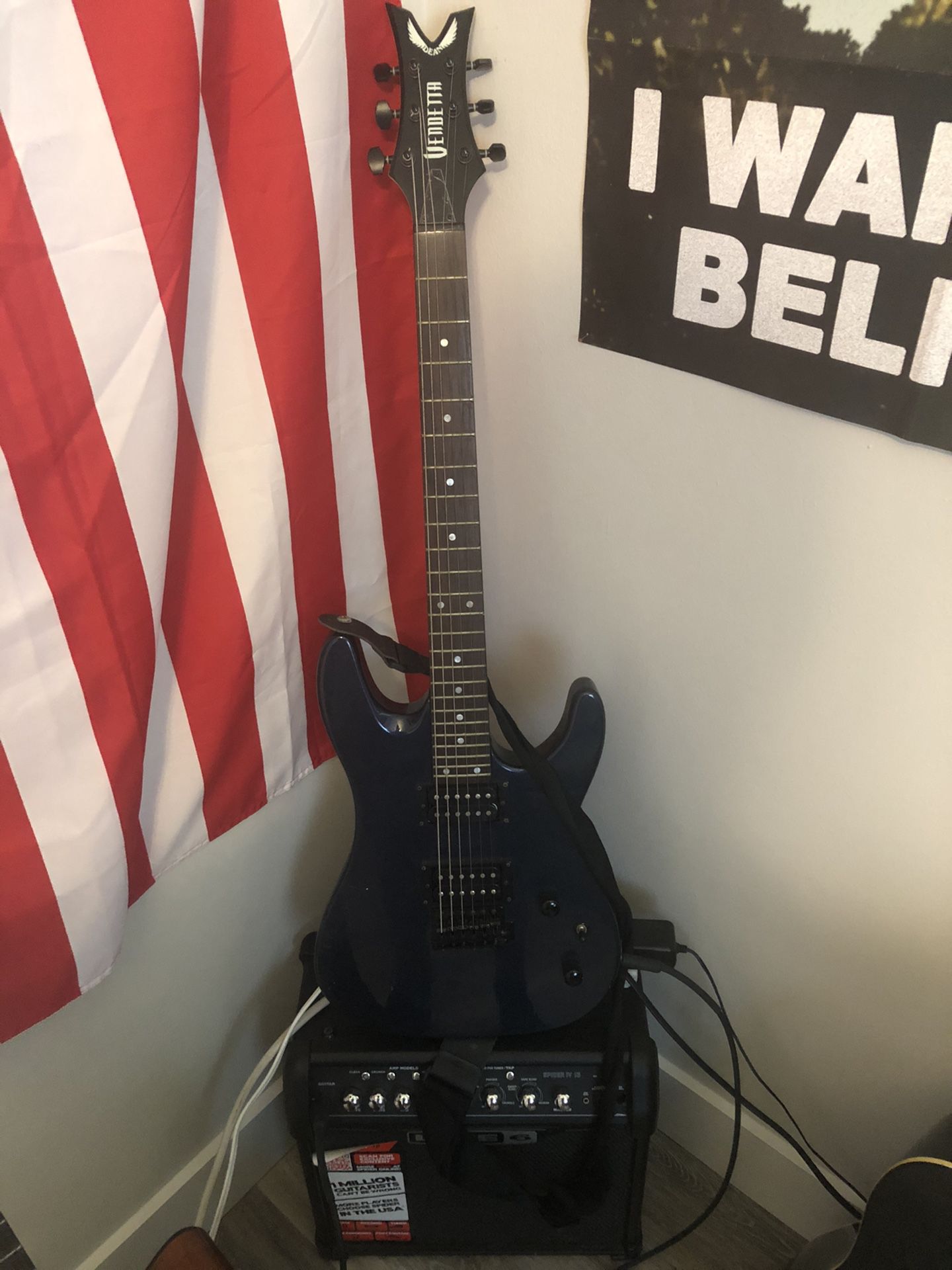 Electric guitar and amp (dean vendetta/line 6 spider 15)