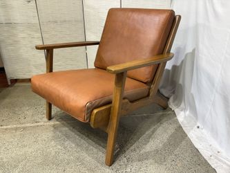 ASHCROFT Kalley MCM Style Cushion Back Solid Wood Armchair