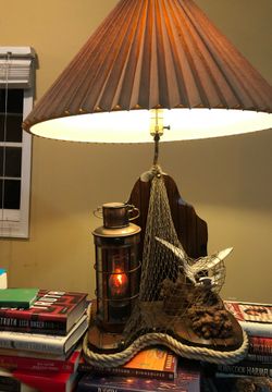 Unique antique beach lamp with light up lantern