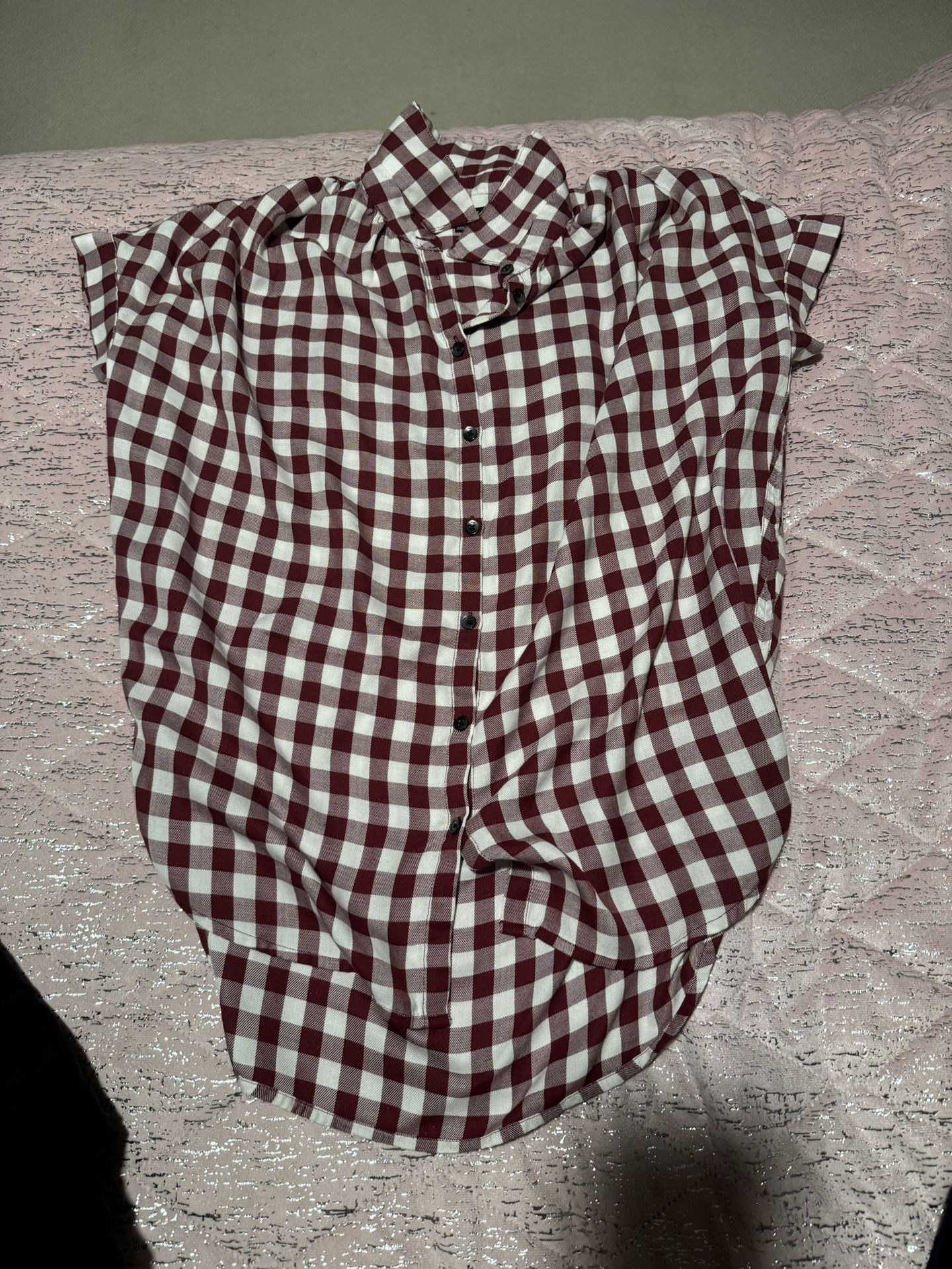 Womens Xxs Madewell Red White Checkered Plaid Shirt