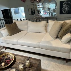 Cream Couch With Throw Pillows