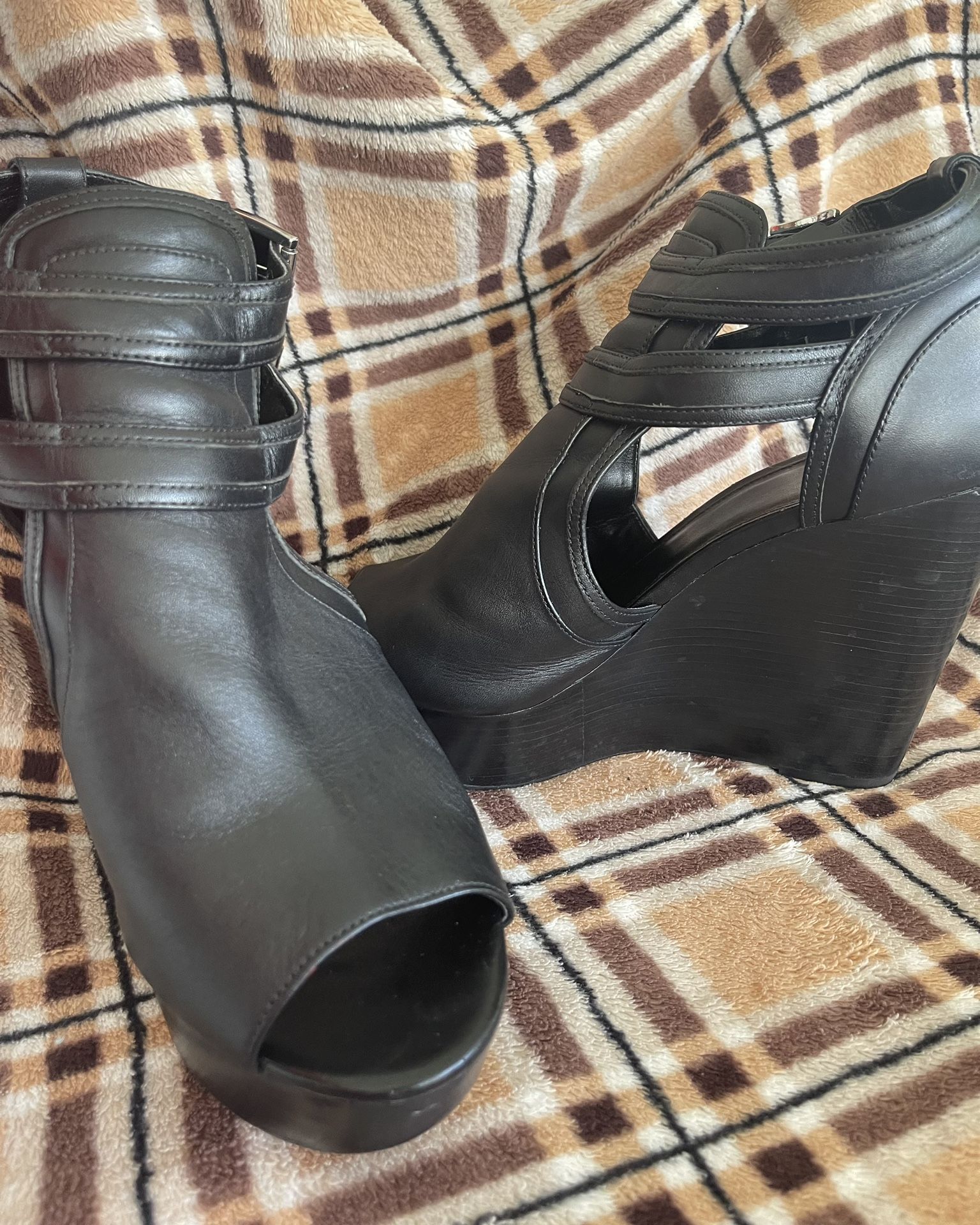 Michael Kors, blaze wedge, black leather shoes