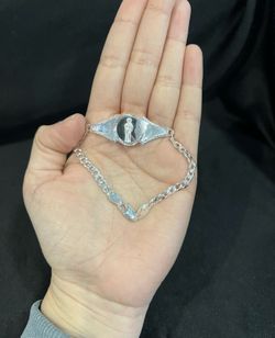 925 Sterling Silver Womens Men St Jude San Judas Tadeo Curb Link Bracelet 8"