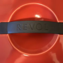 Revol France Red White Enamel Ceramic Porcelain Round Dutch Oven with Lid 3.4L