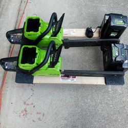 Greenworks 60 Volt 16" Battery Operated Chainsaw Pro With Battery And Charger. $175 Both $299
