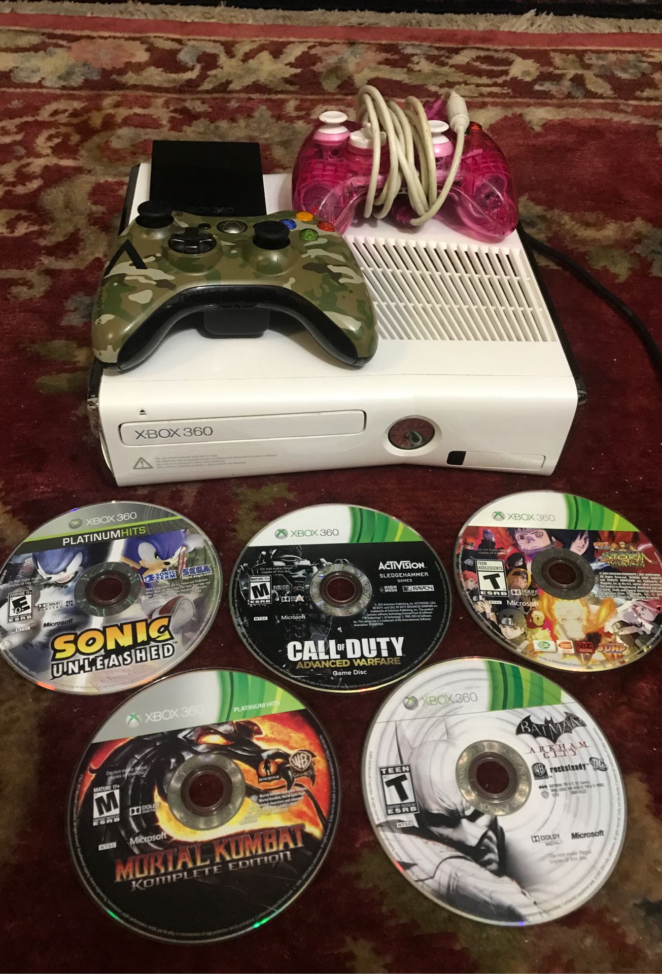 Selling Xbox 360 good condition good games and good controls one wireless and one it normal and good hard drive 250 gb and a hdmi cable to us well