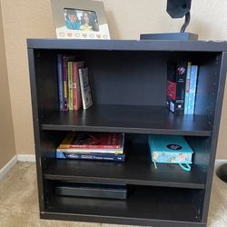Black Mocha Brown Bookcase with Adjustable Shelves
