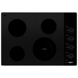 Whirlpool 30 in. Radiant Electric Ceramic Glass Cooktop in Black with 4 Burner Elements including a Dual Radiant Element