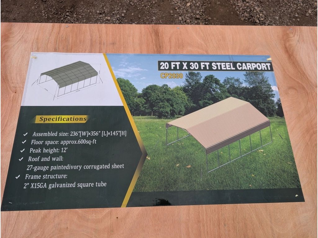 New Metal RV Shed Carport 20x30 Ft