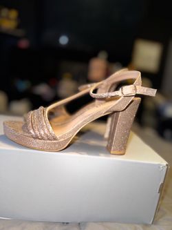 Gold Glitter Platform Block Heel Sandals
