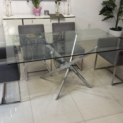 ✨ Juego de Comedor Moderno de Vidrio con 6 Sillas – Excelente Estado ✨