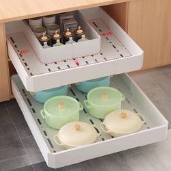 new Pull out Cabinet Organizer,Adjustable Width (14"-19") and Depth (17"-24") Expandable,No Drill Slide out Drawers for Kitchen,Pantry,Adhesive Roll o