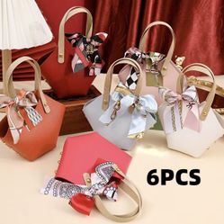6pcs Mini Tote Bags Suitable for DIY, Christmas, Halloween, Weddings, School Parties - Cute Gift Boxes with Color Tassels for Birthda