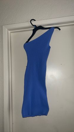 Blue One Shoulder Strap Dress