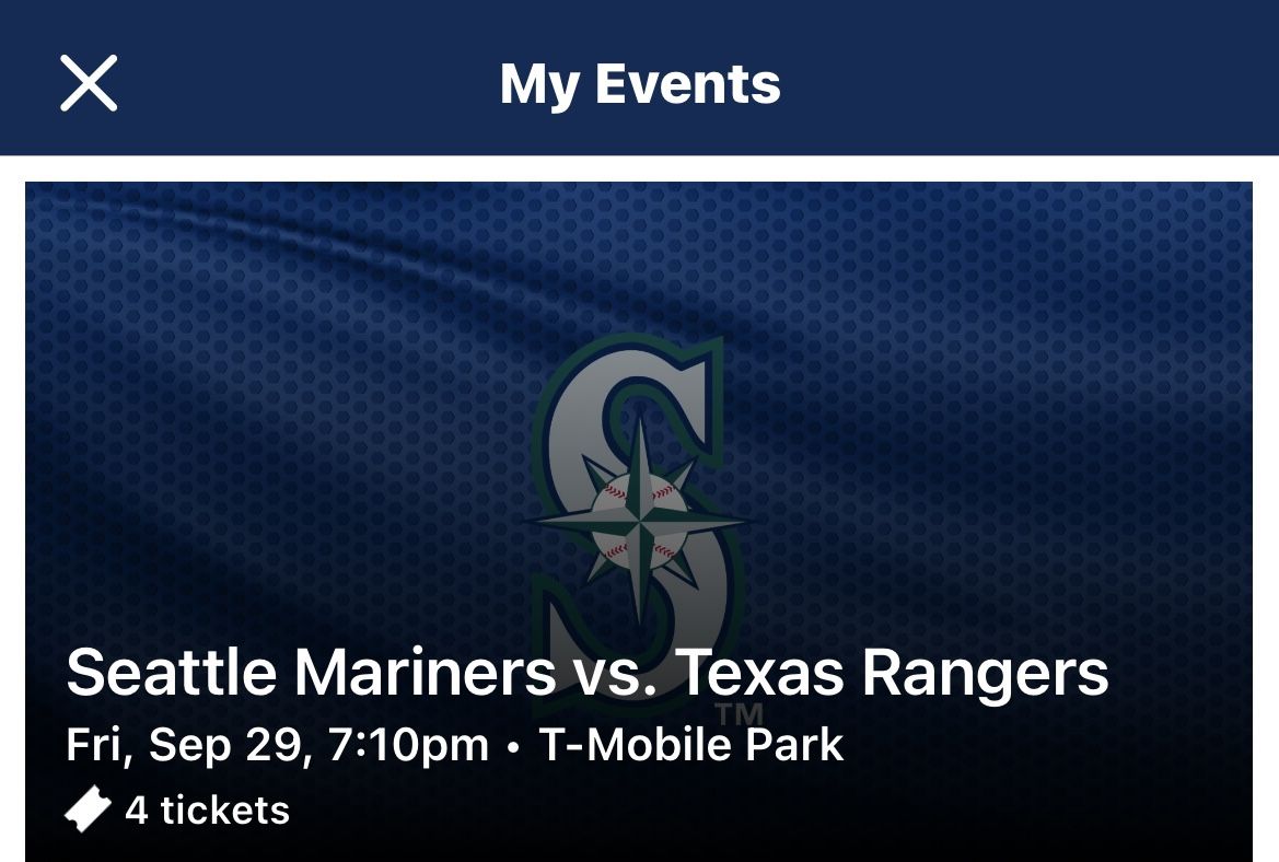 4 Tickets -Seattle Mariners Tickets 9/29/23