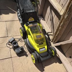Ryobi 18v 13-in Cordless Battery Walk Behind Push Lawn Mower 
